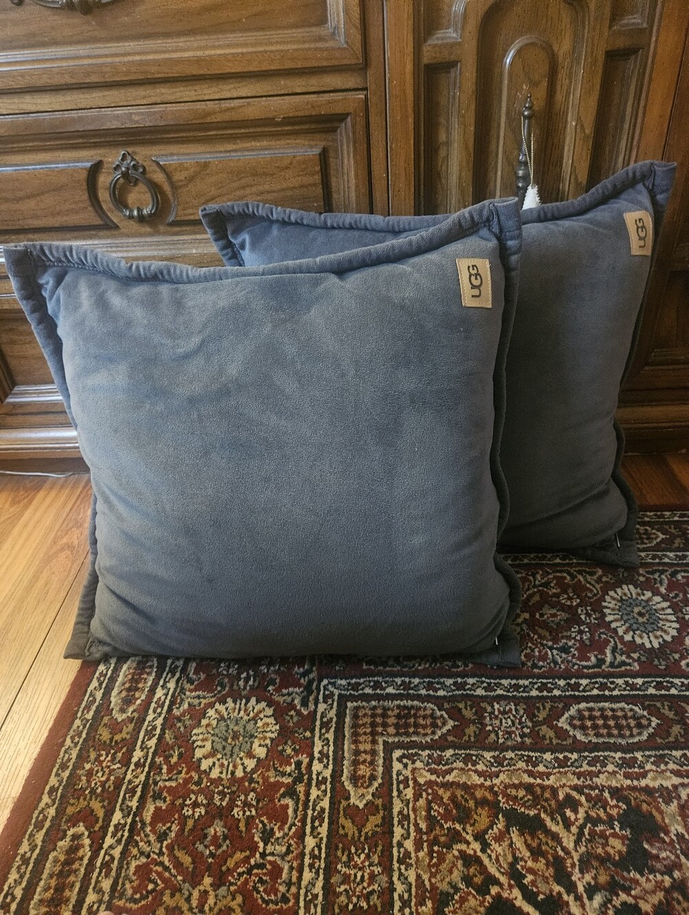 UGG Charcoal Gray Velvet Accent Pillows